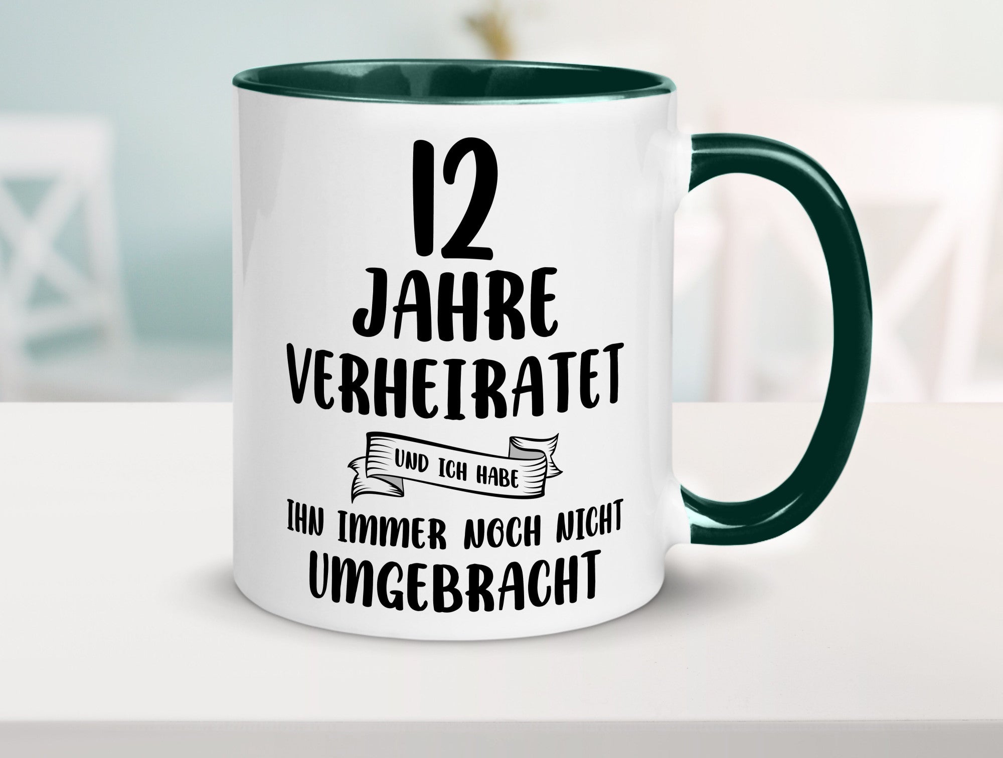 12 Jahre Verheiratet, immer noch am Leben! Geschenkidee Humor Tasse