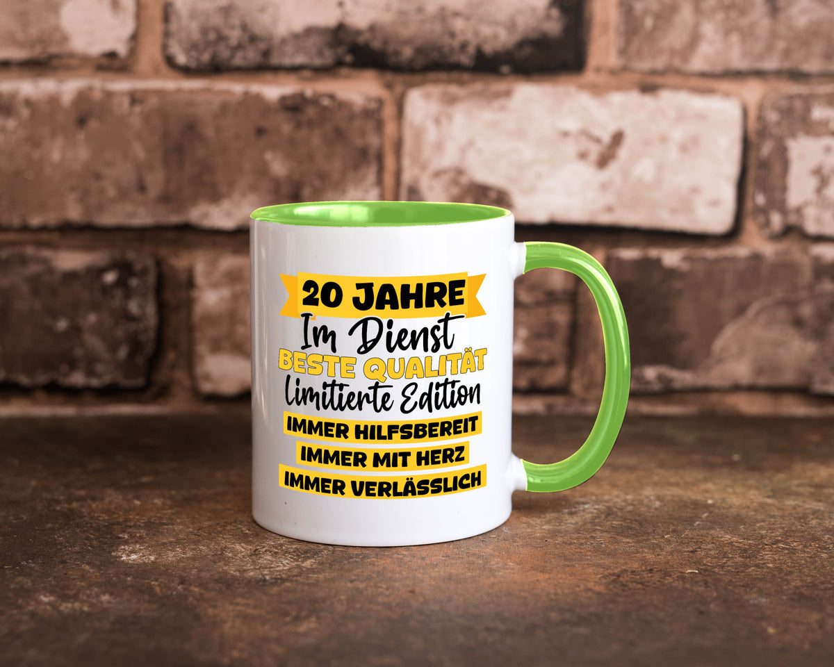 20 Jahre im Dienst | Jubiläum Arbeit v8 Geschenkidee Kollegen Büro Humor Tasse