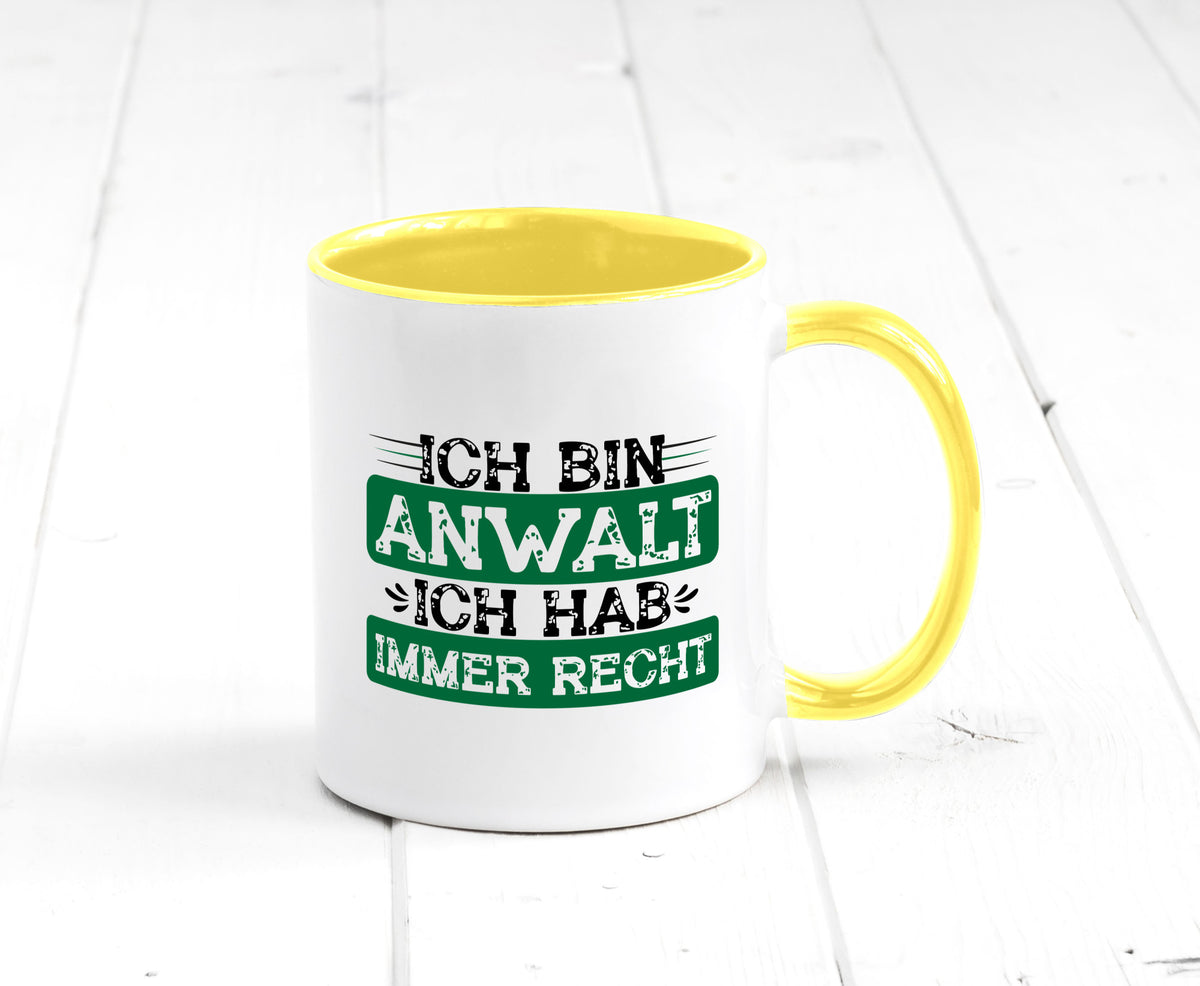 Ich bin Anwalt habe immer Recht | Jura Humor Geschenkidee Tasse