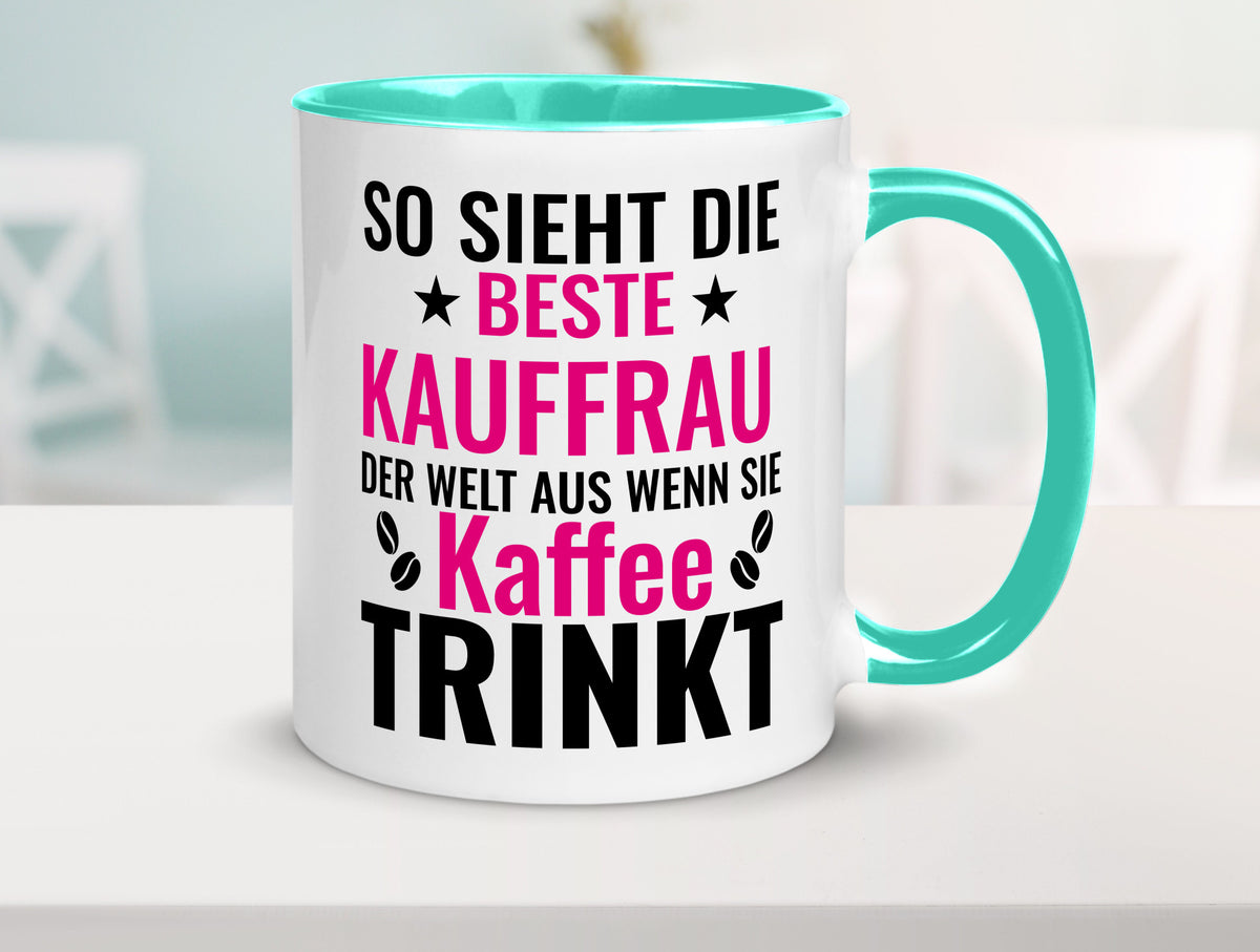 Kaffee trinkt: Kauffrau | Kauffrauen lustiger Spruch Geschenk Humor Tasse