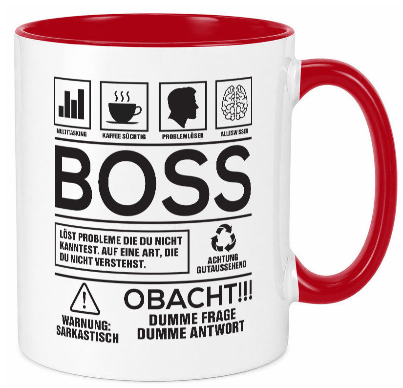 Achtung Probleme Boss | Führungskraft Vorgesetzter lustig Humor Geschenkidee Tasse