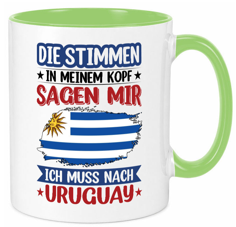 Uruguay | Urlaub Stimmen in meinem Kopf Traumland Geschenk Humor Geschenkidee Tasse