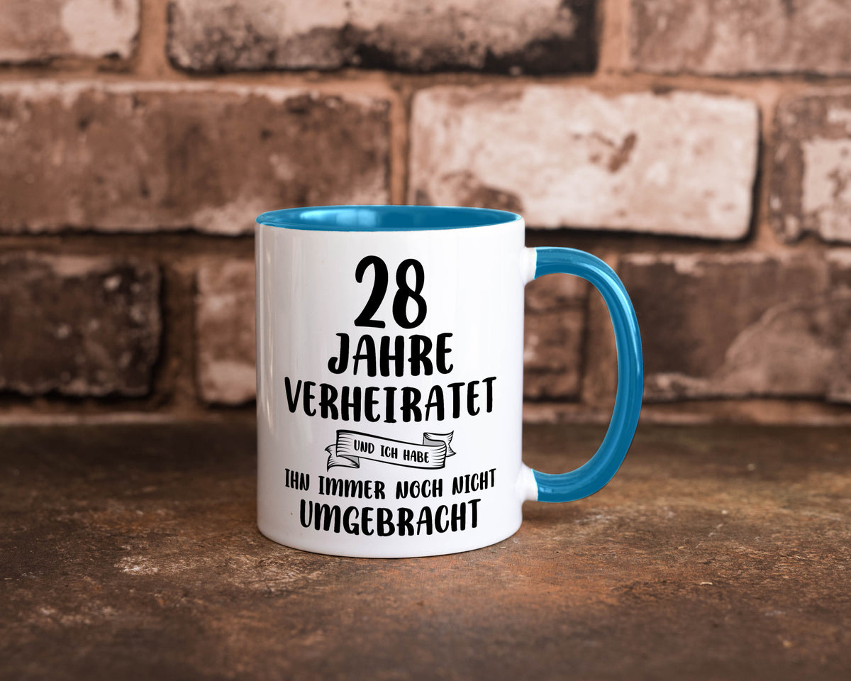 28 Jahre Verheiratet, immer noch am Leben! Geschenkidee Humor Tasse