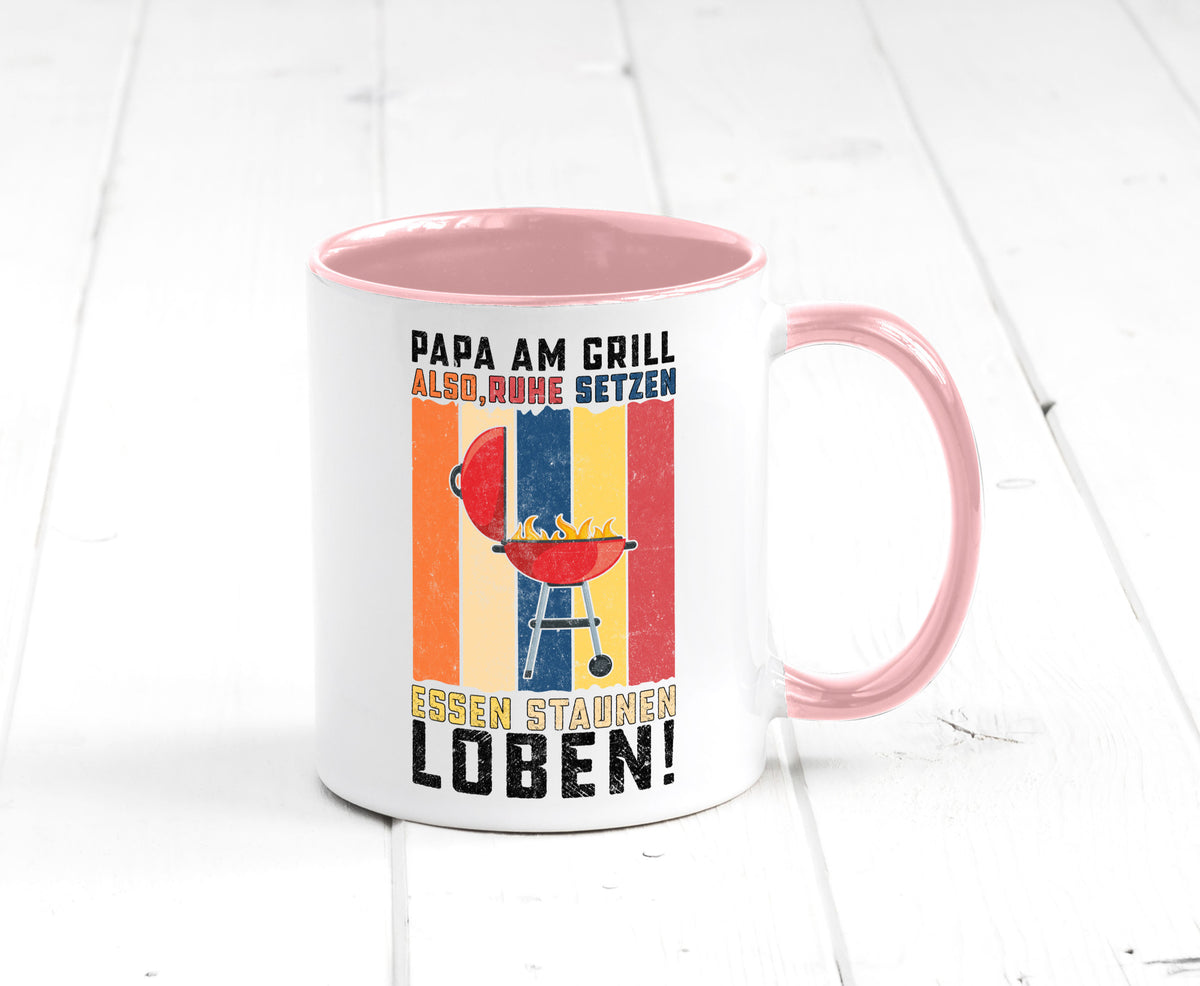 Papa am Grill | Grillmeister BBQ Grillabend v2 Geschenkidee Humor Tasse
