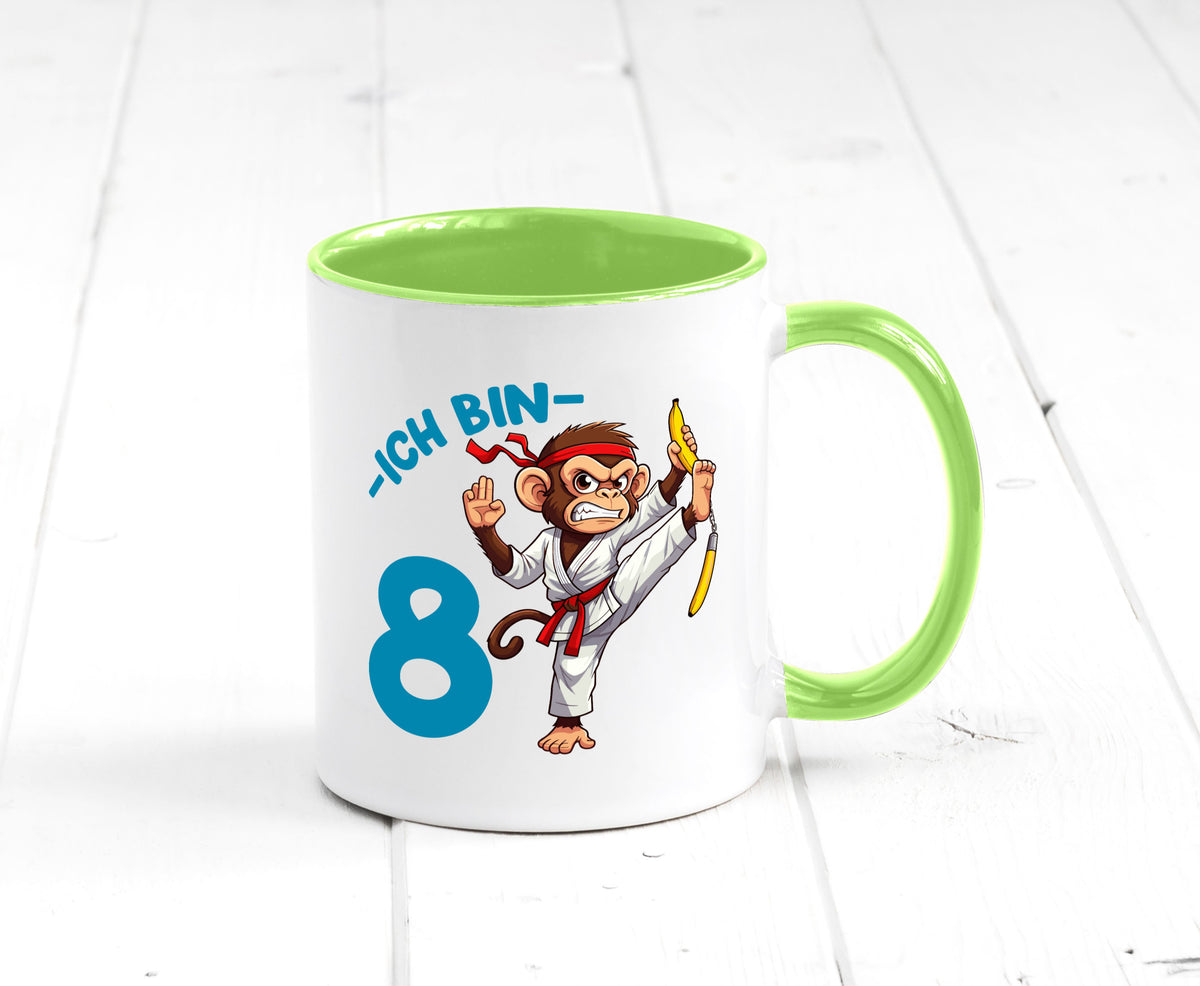 Ich bin 8 | 8. Geburtstag Karate Kampfsport Affe lustiger Spruch Geschenk Tasse