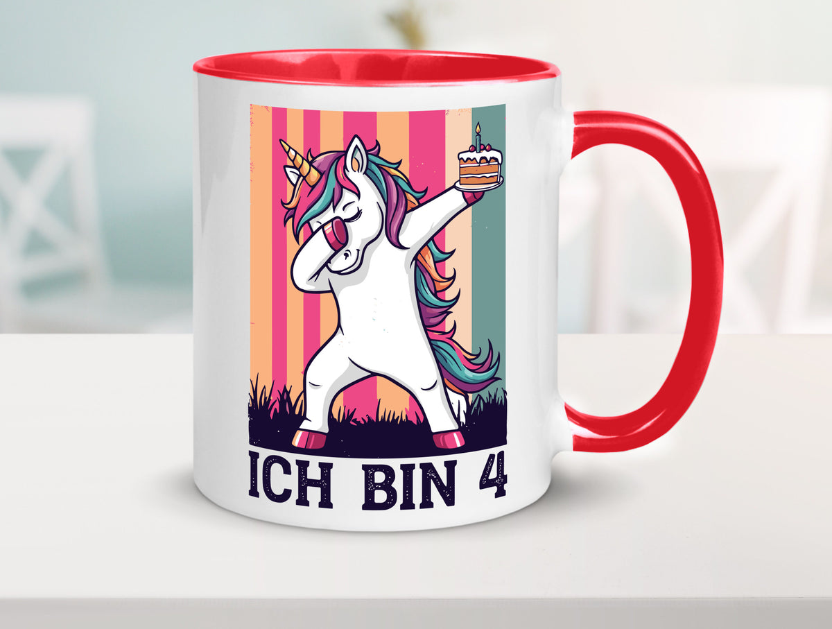 4 Geburtstag | Einhorn Damping Mädchen lustig Geschenkidee Geschenk Tasse