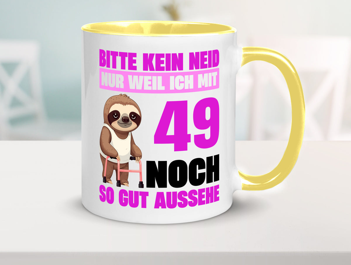 49. Geburtstag | Bitte kein neid Faultier 49 Jahre Humor Geschenkidee Tasse