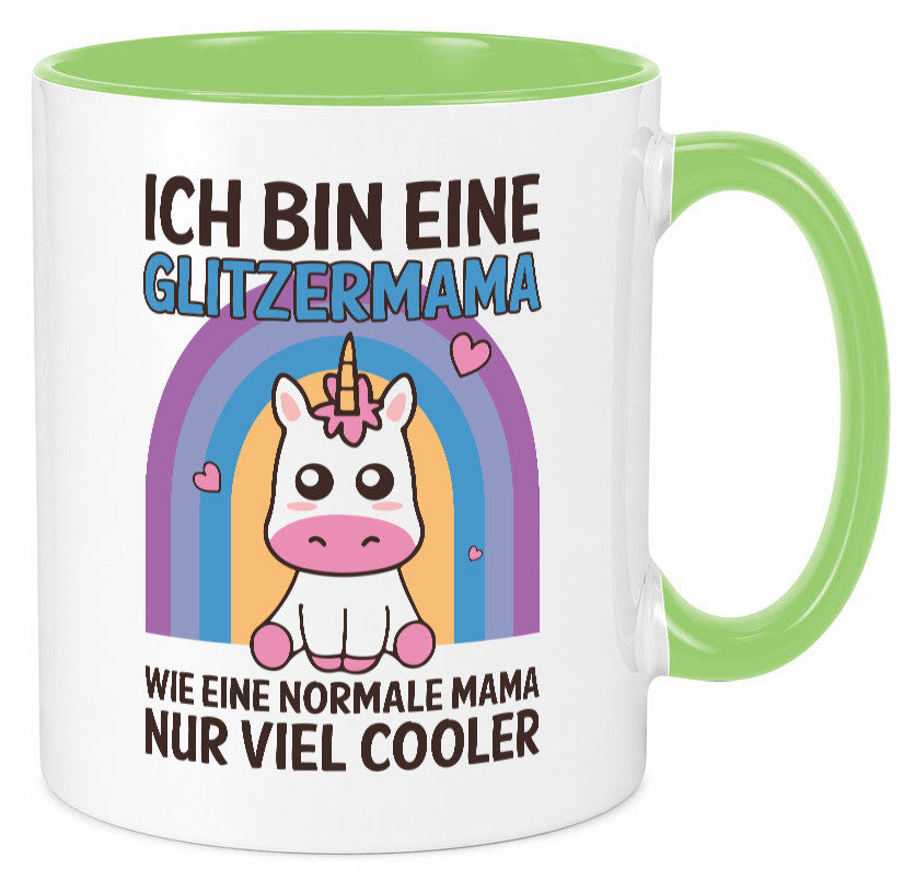 Glitzermama, wie normal, nur cooler | Einhorn Geschenkidee Familie Humor Tasse