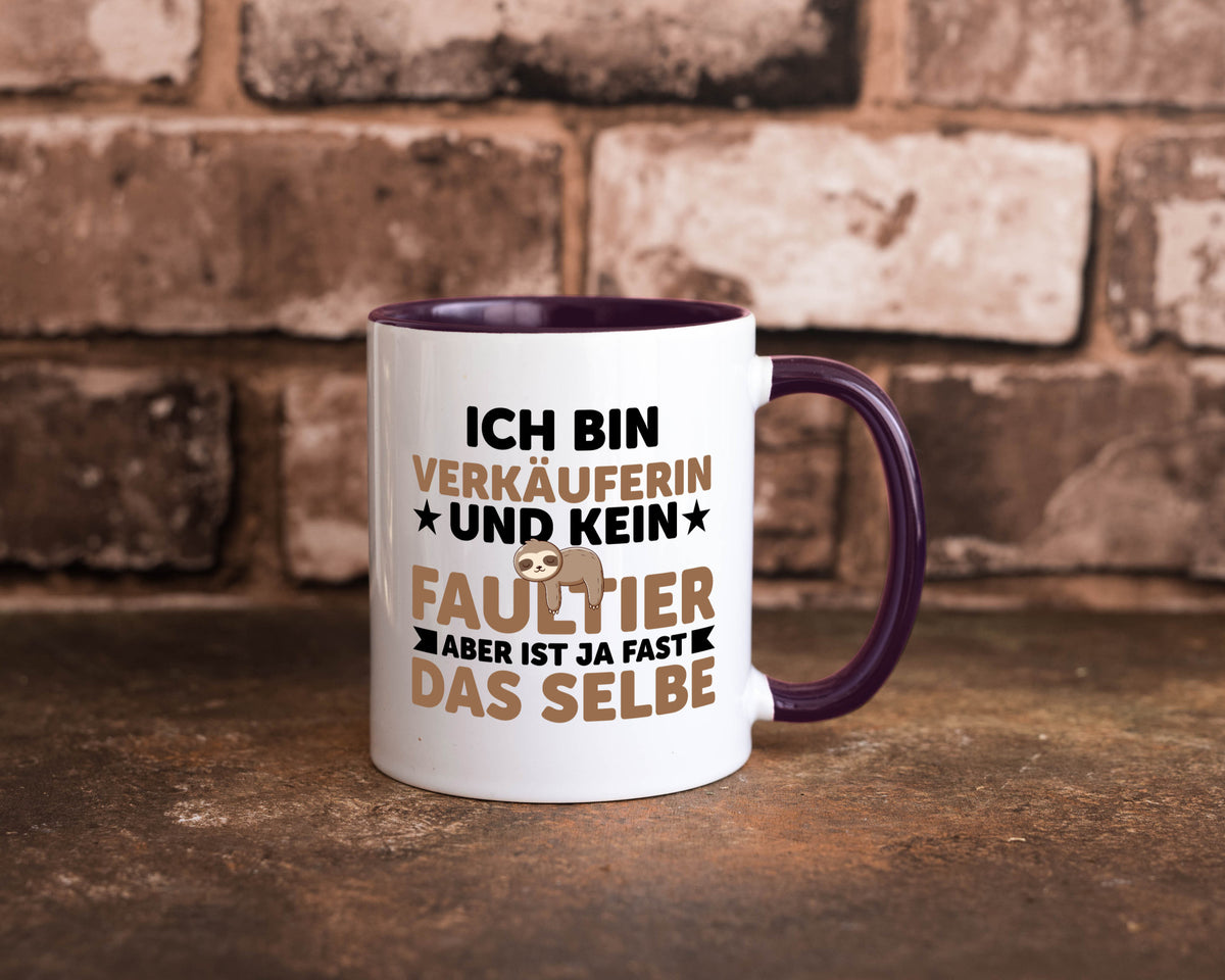 Ich bin kein Faultier: Verkäuferin| Kollegin | Verkaufsjob v2 lustig Arbeit Tasse
