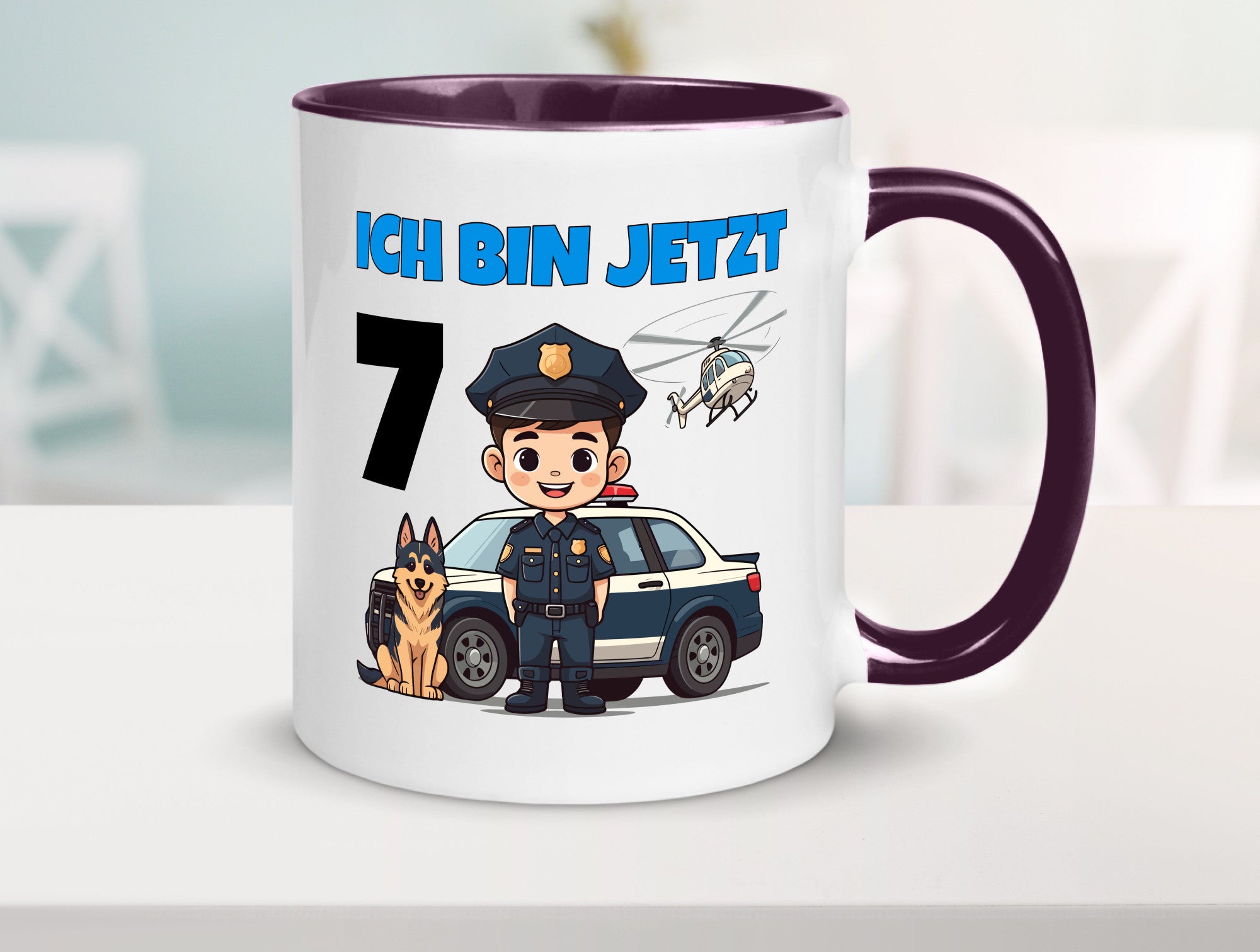 7. Geburtstag | 7 Jahre Polizei Kind Polizeiauto Humor Geschenkidee Tasse