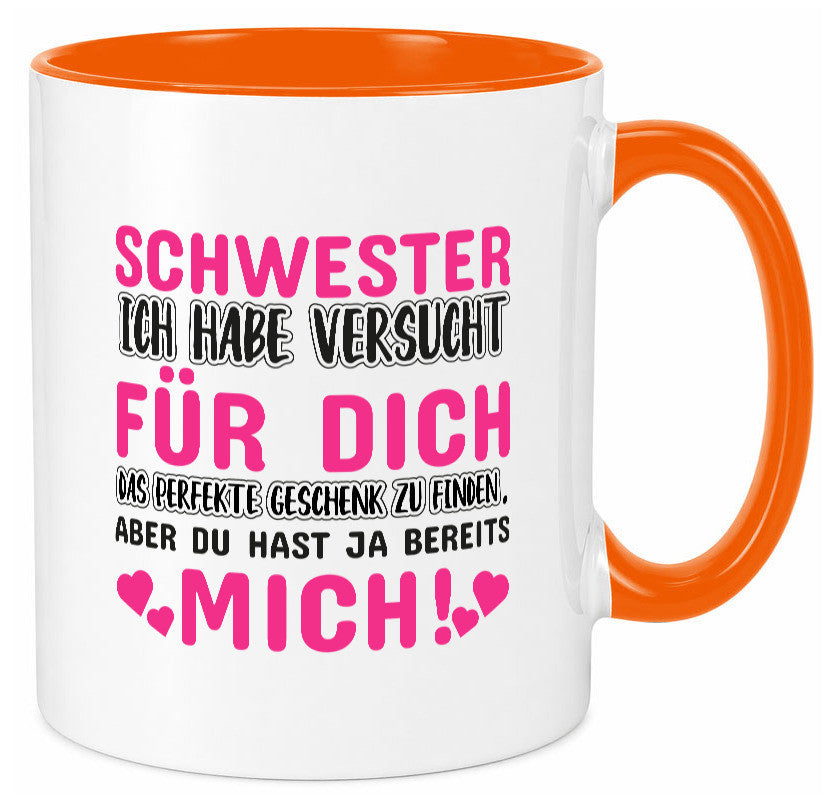 Schwester Tasse | lustiger Spruch Geschwisterliebe v2 Humor Geschenkidee