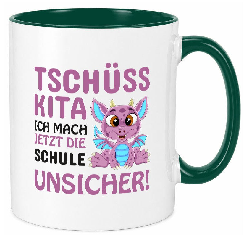 Tschüss Kita | Einschulung süßer Drachen Schulstart lustiger Spruch Geschenk Tasse
