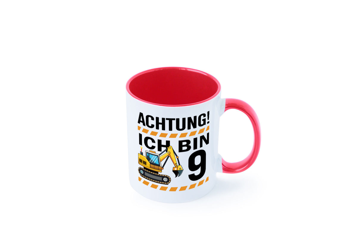 9 Geburtstag Ich bin | Bagger Junge lustiger Spruch Geschenk Geschenkidee Tasse
