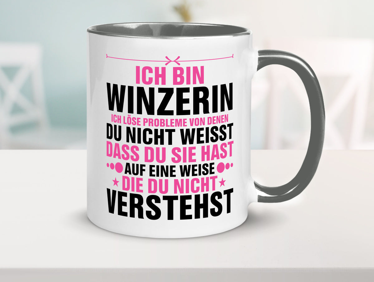 Löse Probleme: Winzerin | Weinbauer Wein Humor Geschenkidee Tasse