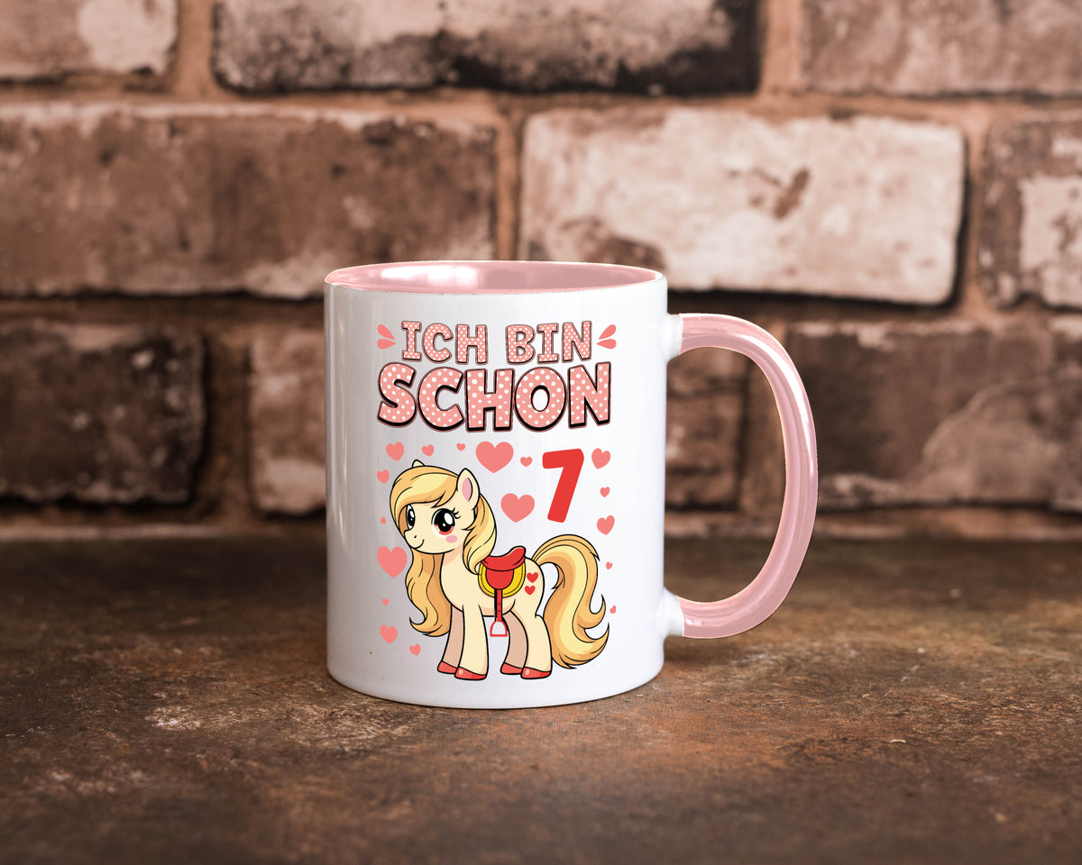 7. Geburtstag | 7 Jahre Mädchen Reiten Pony lustiger Spruch Geschenk Tasse
