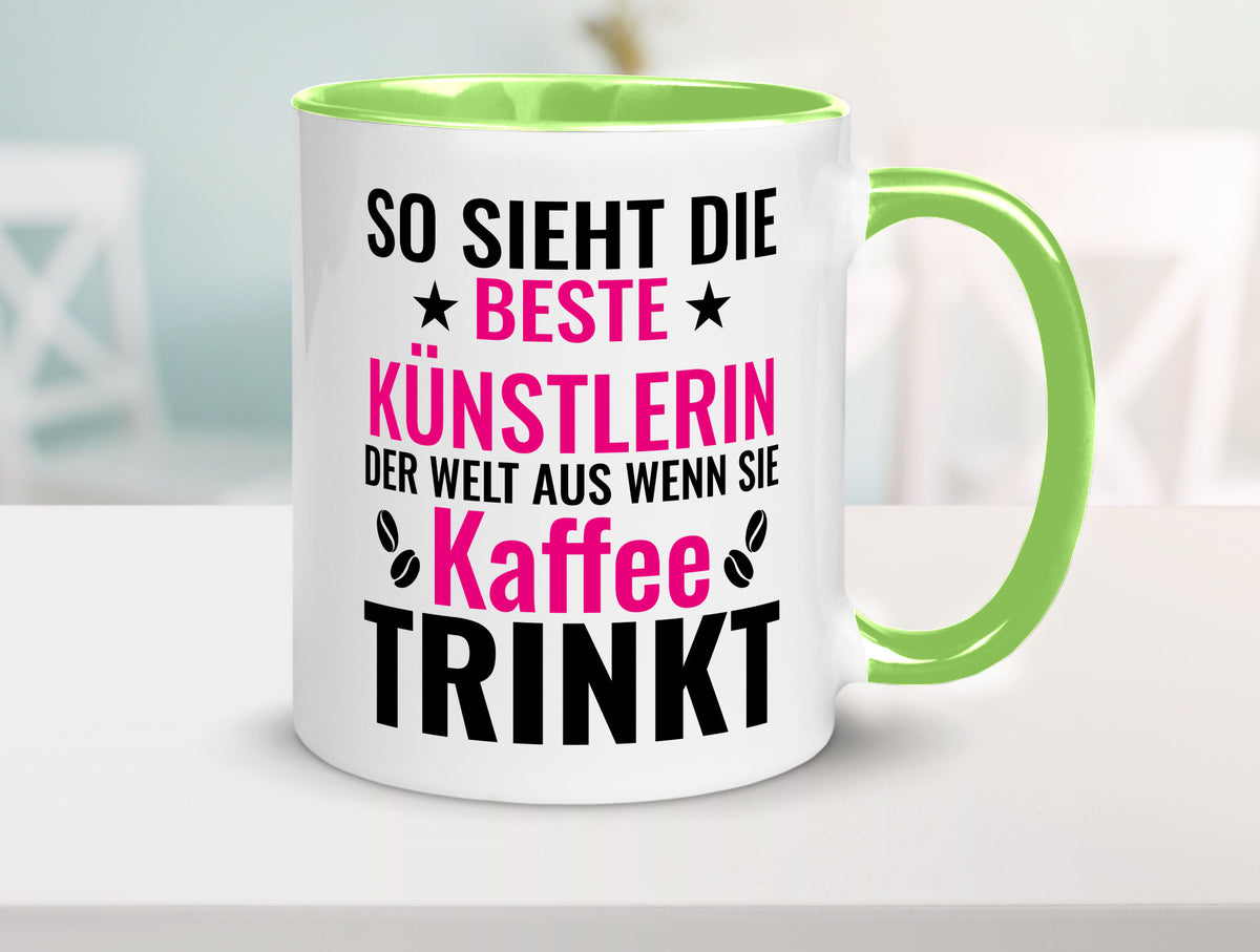 Kaffee trinkt: Künstlerin | Kunst Geschenk Humor Geschenkidee lustiger Spruch Tasse