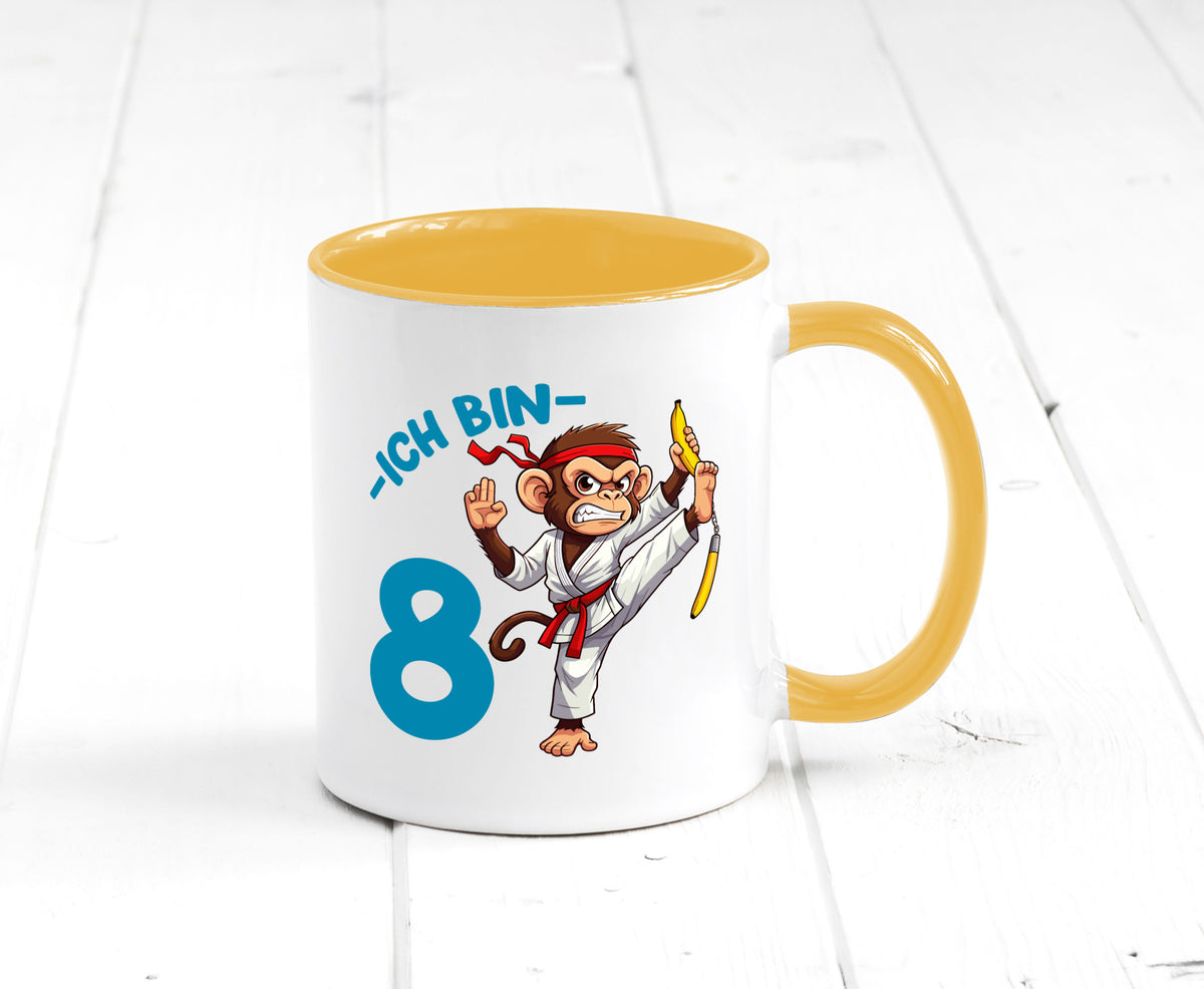 Ich bin 8 | 8. Geburtstag Karate Kampfsport Affe lustiger Spruch Geschenk Tasse