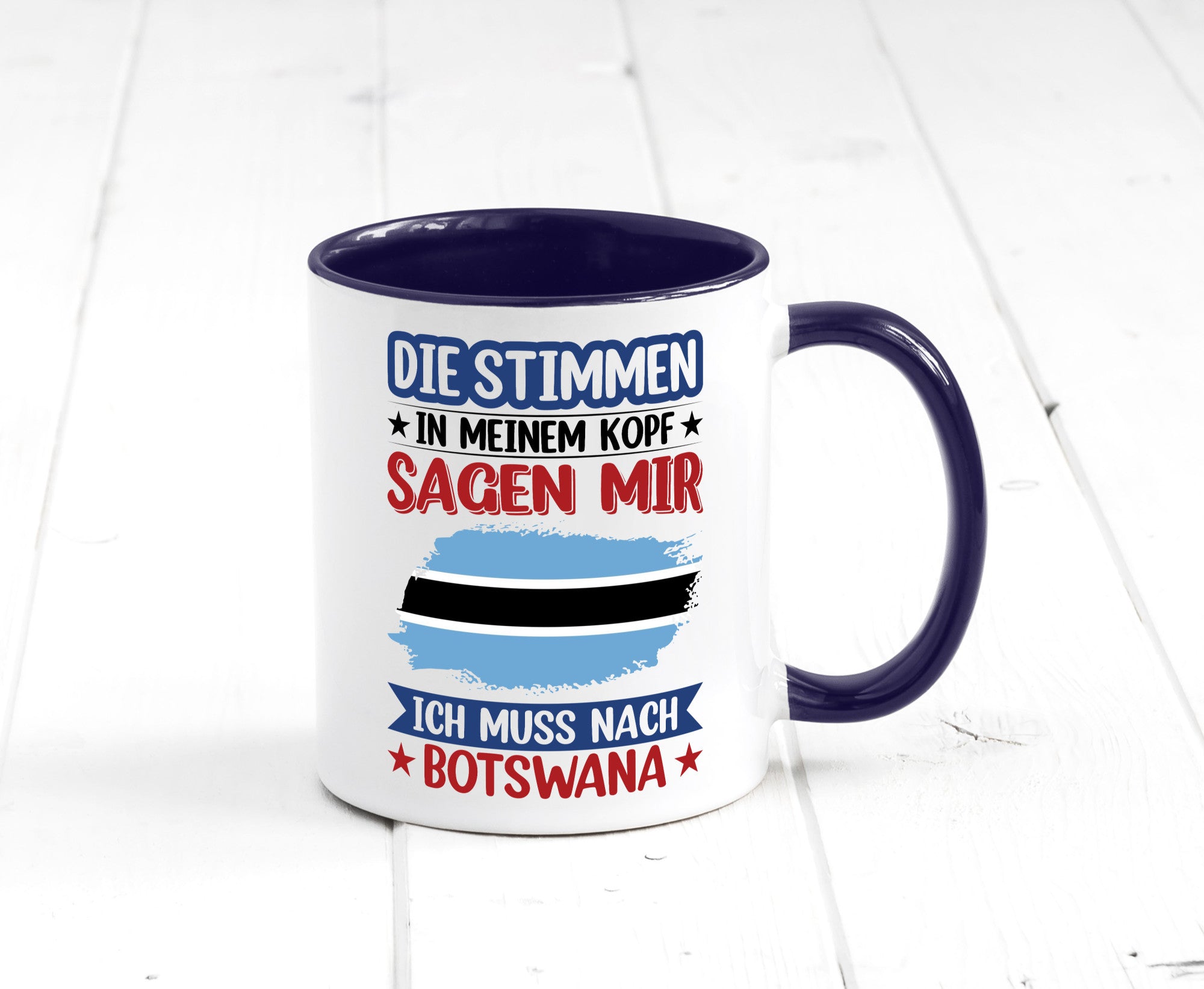 Botswana | Urlaub Stimmen in meinem Kopf Traumland Geschenkidee Humor Tasse