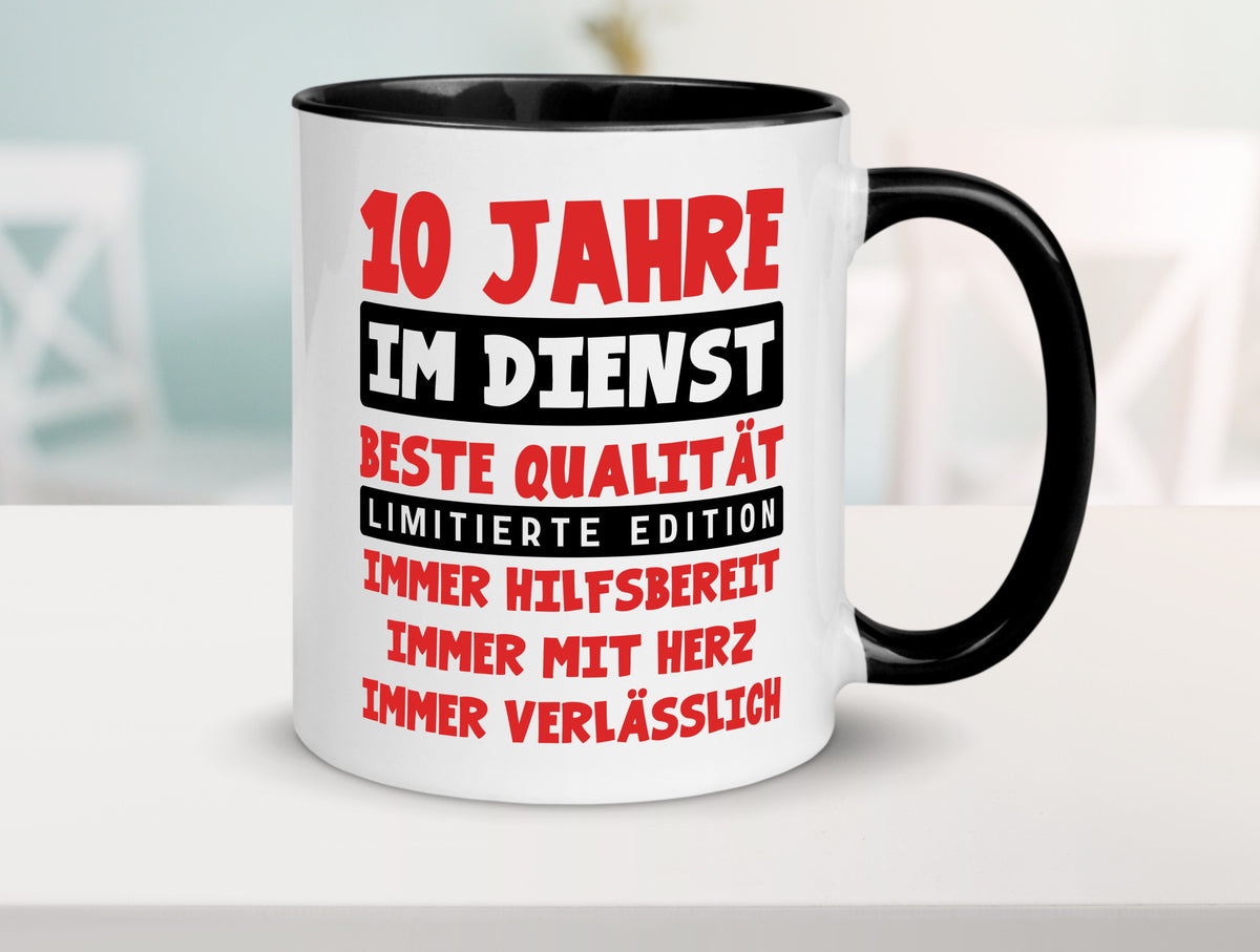 10 Jahre im Dienst | Jubiläum Arbeit v9 lustig Kollegen Büro Geschenk Tasse