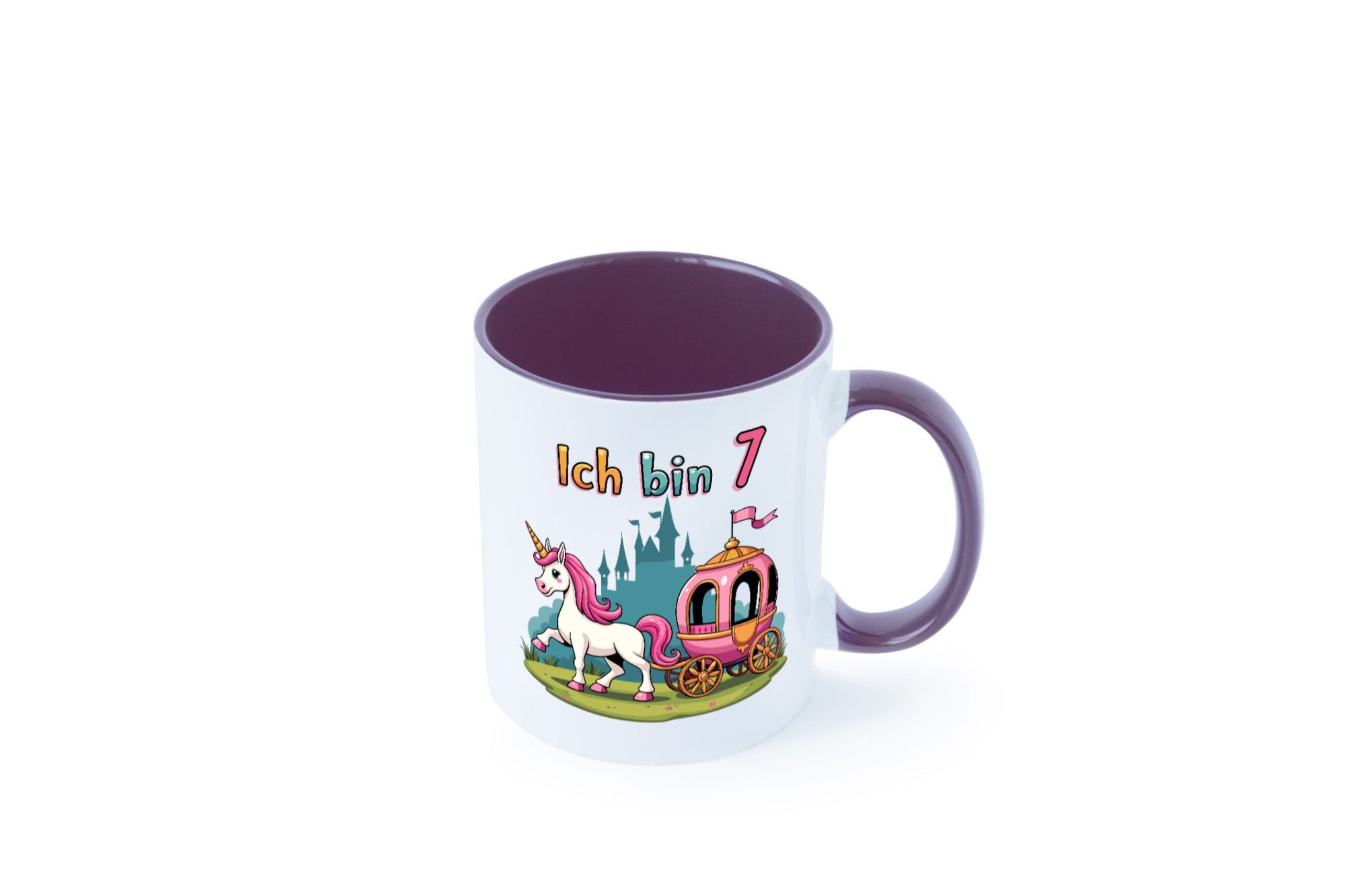 7. Geburtstag | Prinzessin in Kutsche Einhorn lustiger Spruch Geschenk
