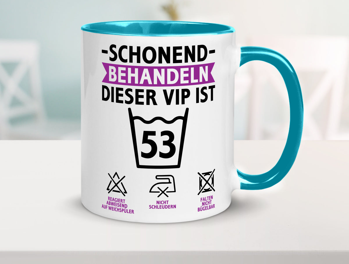 53 Geburtstag | schonend behandeln Jahre v2 lustiger Spruch Geschenk Tasse