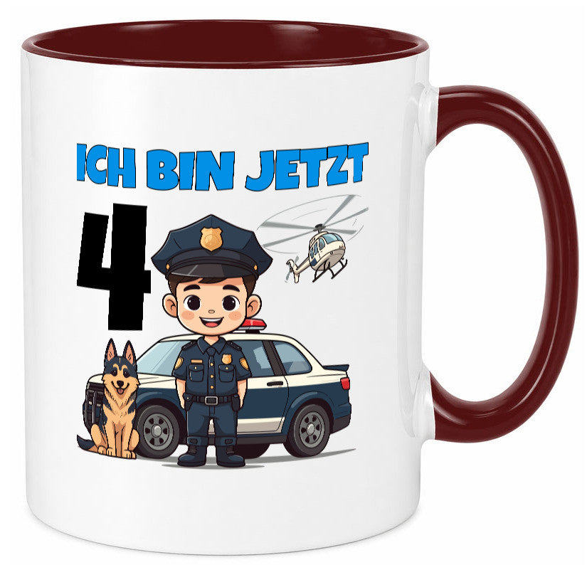 4. Geburtstag | 4 Jahre Polizei Kind Polizeiauto Humor Geschenkidee Tasse