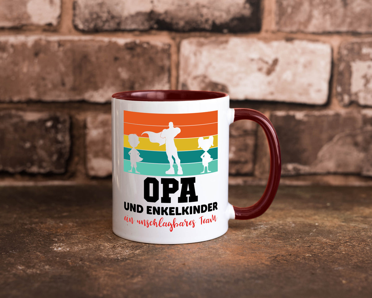 Opa und Enkelkinder ein unschlagbares Team Geschenkidee Familie Humor Tasse
