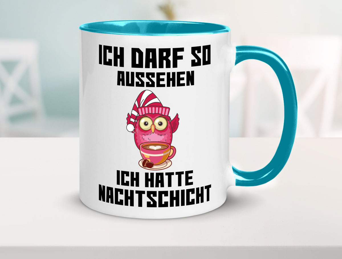 Nachtschicht Eule | Spruch Arbeit müde Nachtjob Geschenkidee Kollegen Büro Tasse