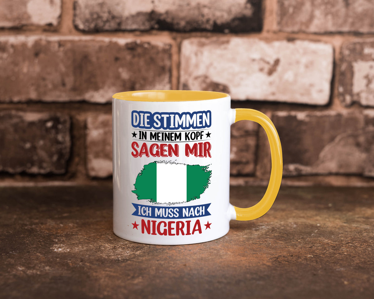 Nigeria | Urlaub Stimmen in meinem Kopf Traumland Geschenk Humor Geschenkidee Tasse