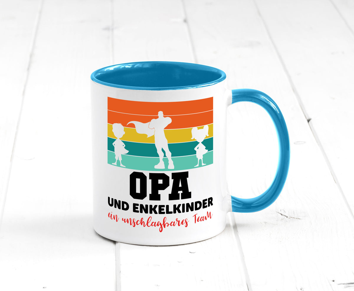 Opa und Enkelkinder ein unschlagbares Team Geschenkidee Familie Humor Tasse
