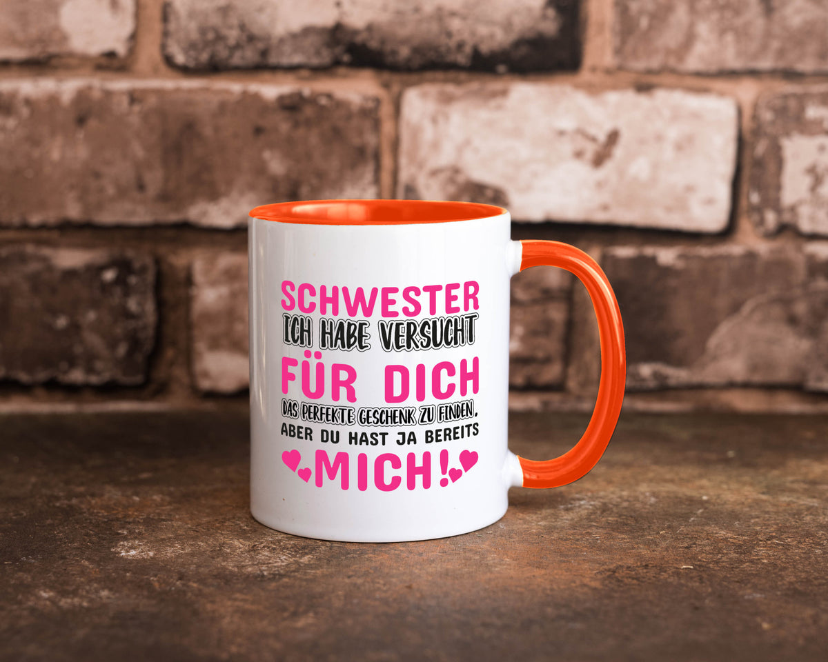 Schwester Tasse | lustiger Spruch Geschwisterliebe v2 Humor Geschenkidee
