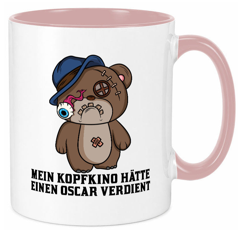 Mein Kopfkino hätte Oscar verdient | kaputter Bär Comic lustiger Spruch Tasse