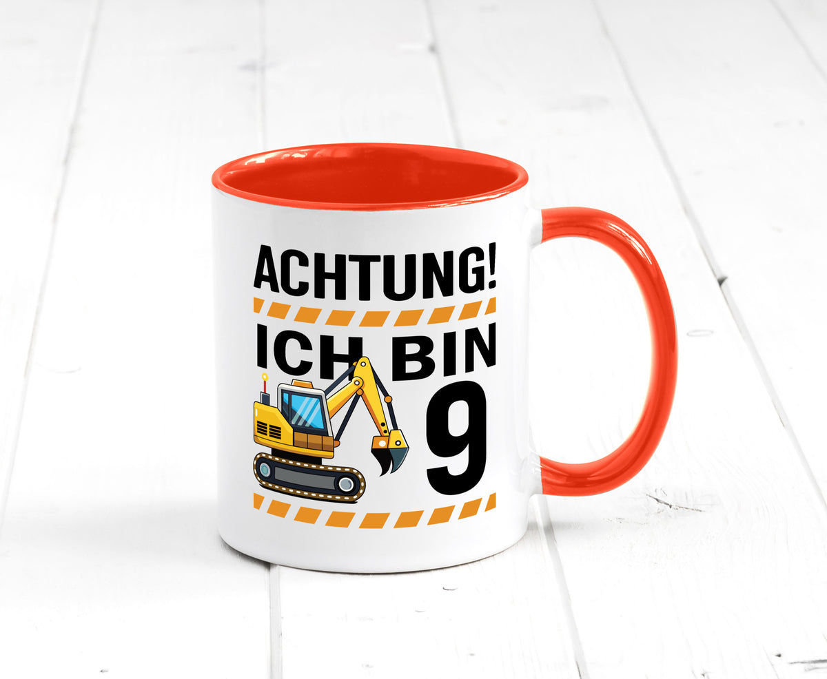 9 Geburtstag Ich bin | Bagger Junge lustiger Spruch Geschenk Geschenkidee Tasse