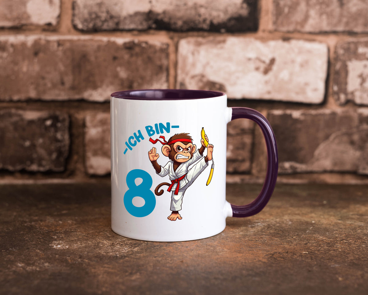 Ich bin 8 | 8. Geburtstag Karate Kampfsport Affe lustiger Spruch Geschenk Tasse