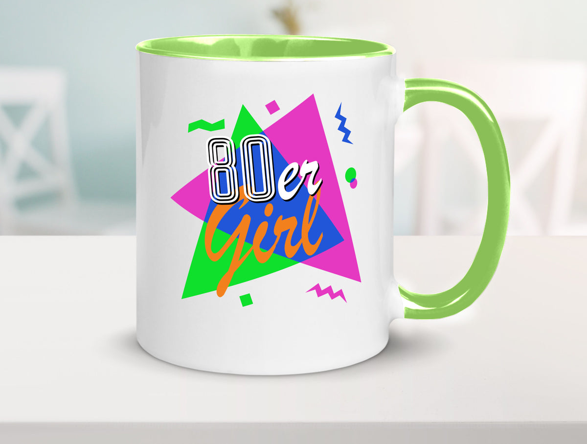 80er Girl - Jahre bunt + verrückt retro Humor Geschenkidee Tasse