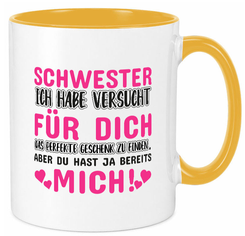 Schwester Tasse | lustiger Spruch Geschwisterliebe v2 Humor Geschenkidee