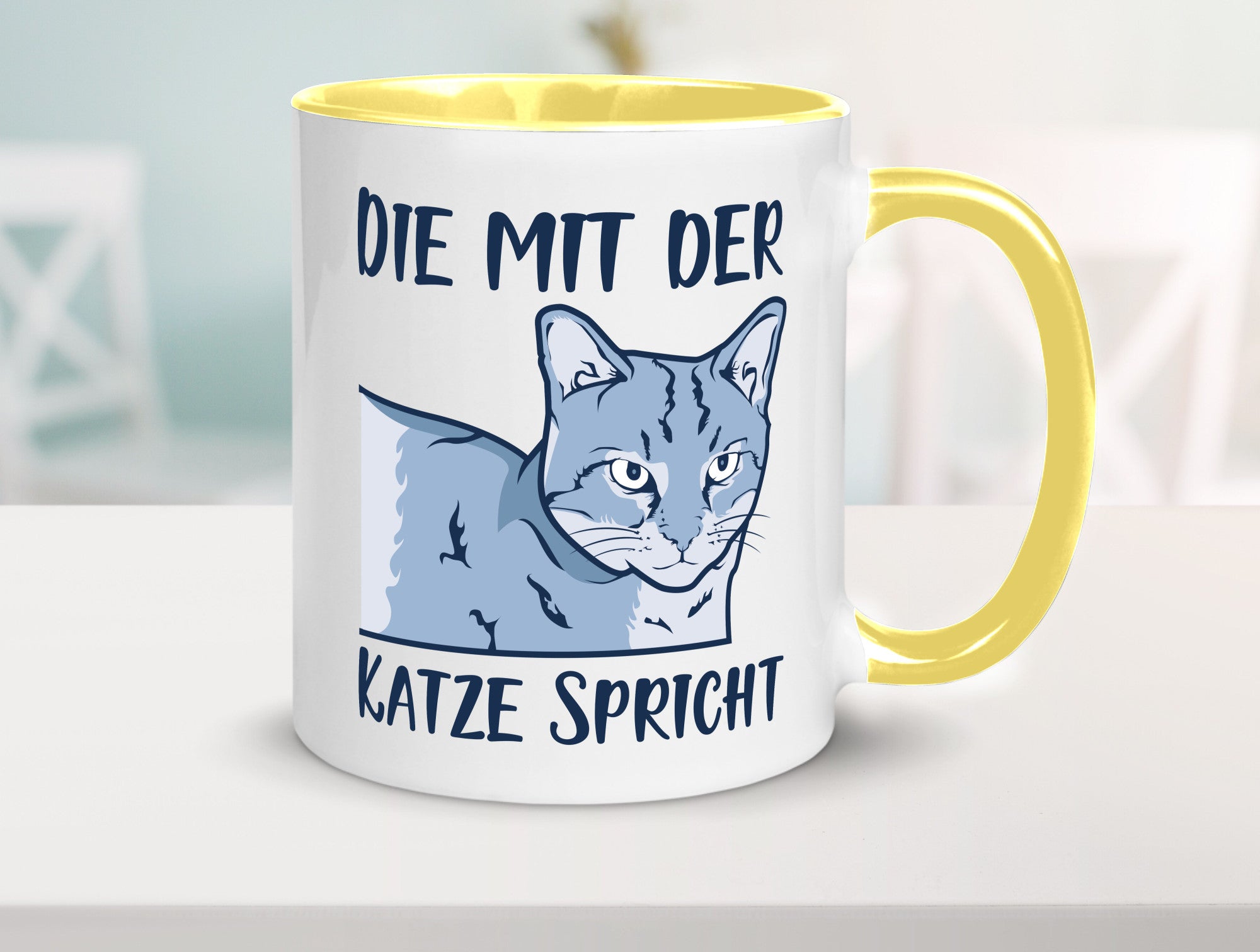 Die mit der Katze spricht | Humor Tierliebhaber Geschenkidee Tasse