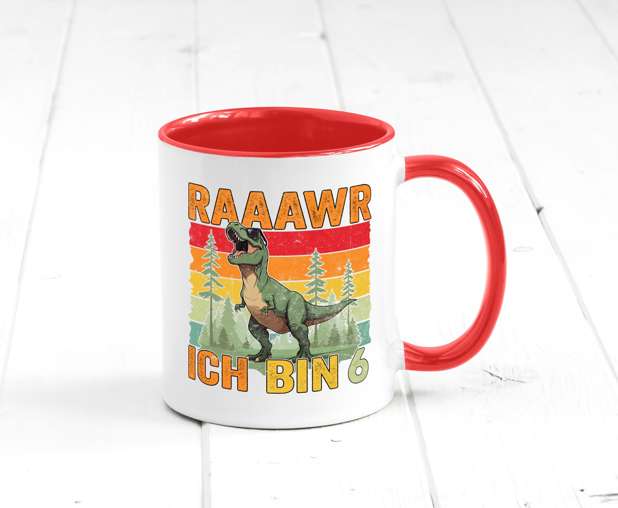 6. Geburtstag | 6 Jahre rarrrr ich bin Dinosaurier Humor Geschenkidee Tasse