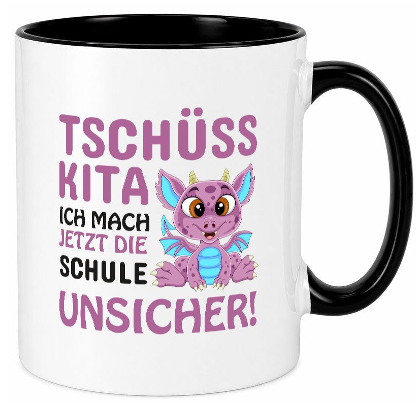 Tschüss Kita | Einschulung süßer Drachen Schulstart lustiger Spruch Geschenk Tasse