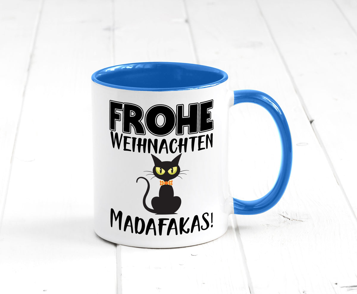 Frohe Weihnachten Madafakas! | Katze Tasse Vintage lustiger Spruch Geschenk