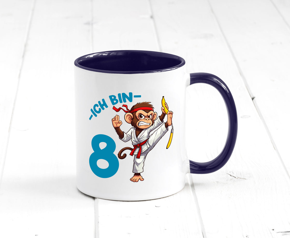 Ich bin 8 | 8. Geburtstag Karate Kampfsport Affe lustiger Spruch Geschenk Tasse