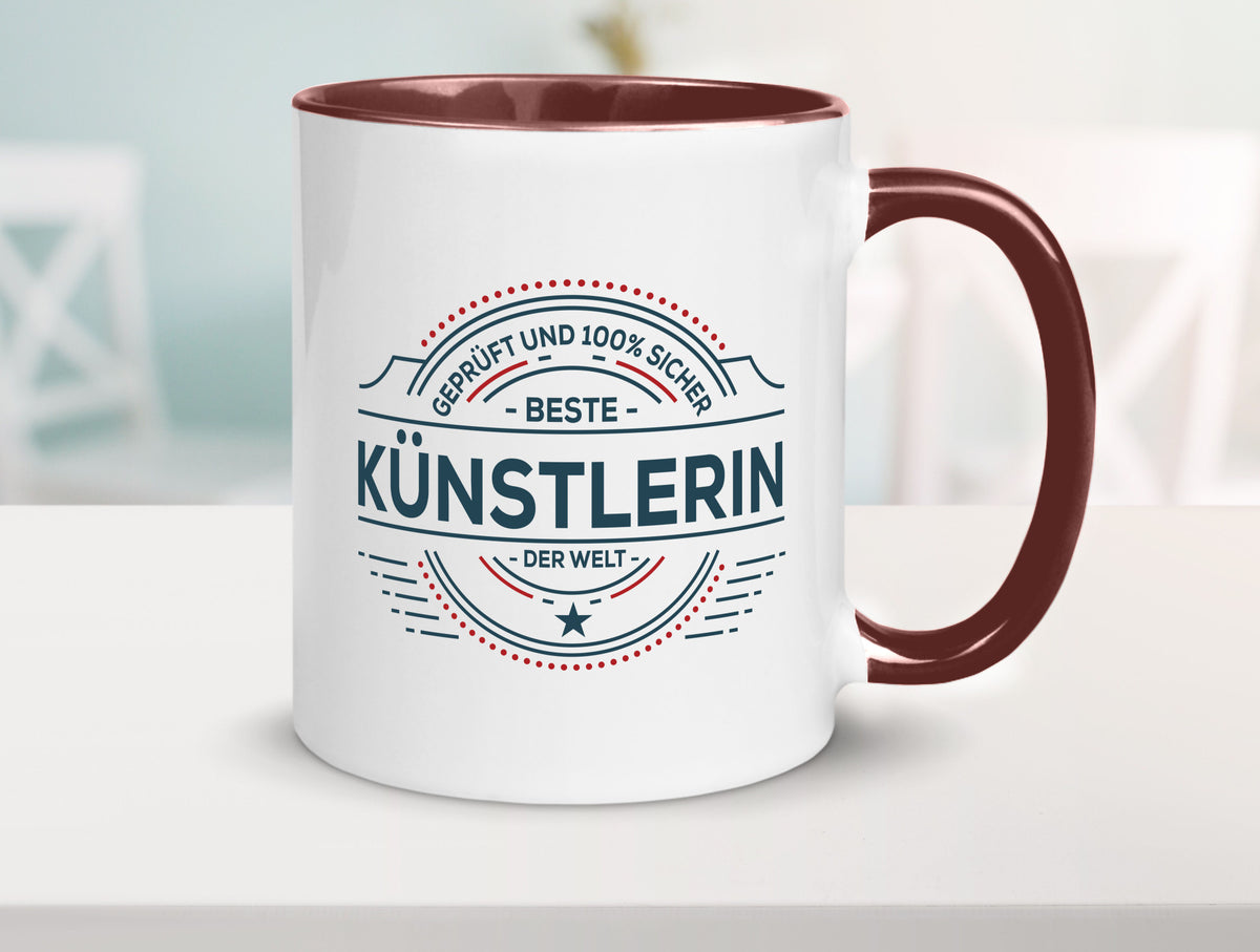 Geprüft und sicher: Künstlerin| Spruch lustig | Kunst Humor Geschenkidee Tasse