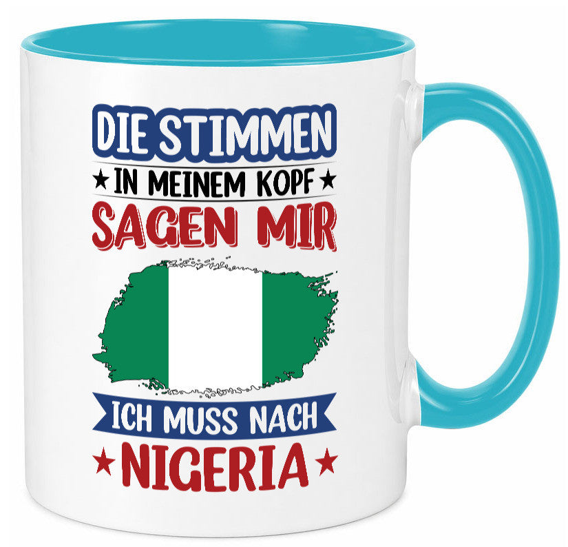 Nigeria | Urlaub Stimmen in meinem Kopf Traumland Geschenk Humor Geschenkidee Tasse