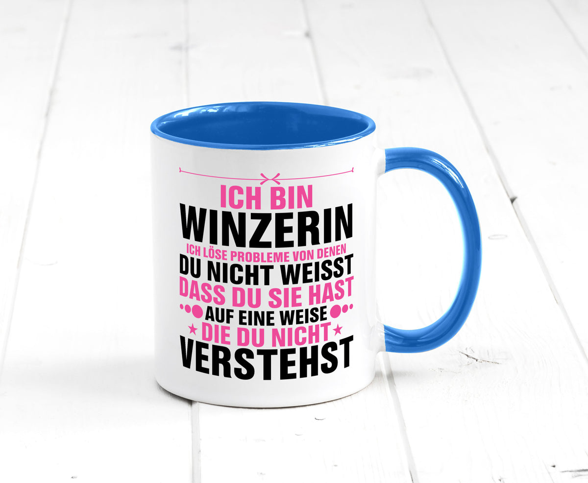 Löse Probleme: Winzerin | Weinbauer Wein Humor Geschenkidee Tasse