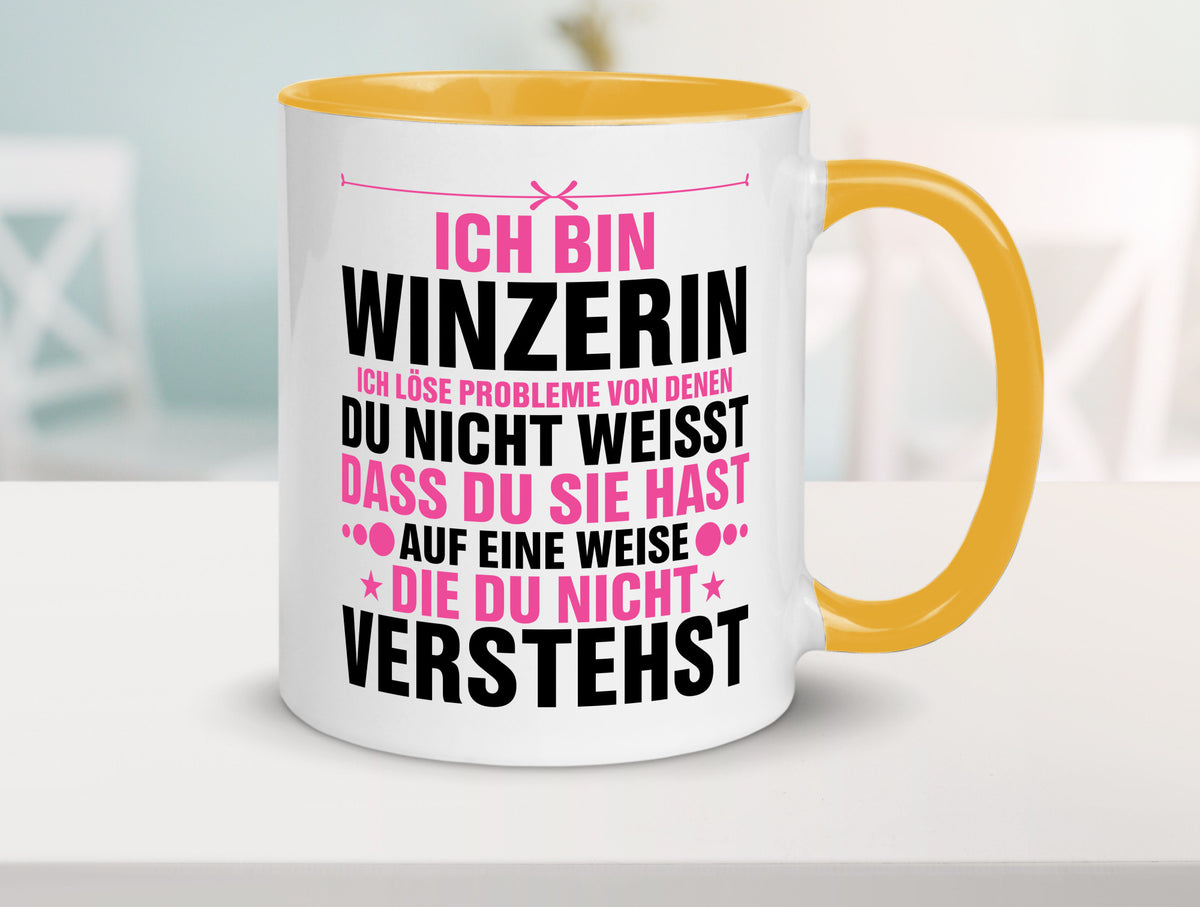 Löse Probleme: Winzerin | Weinbauer Wein Humor Geschenkidee Tasse