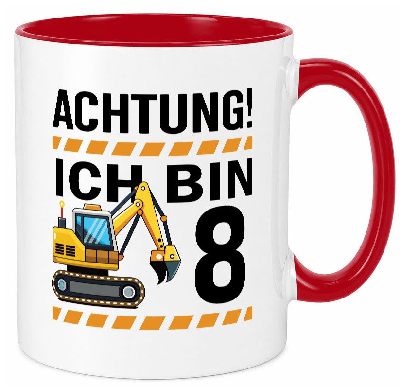 8 Geburtstag Ich bin | Bagger Junge Geschenk Geschenkidee lustiger Spruch Tasse