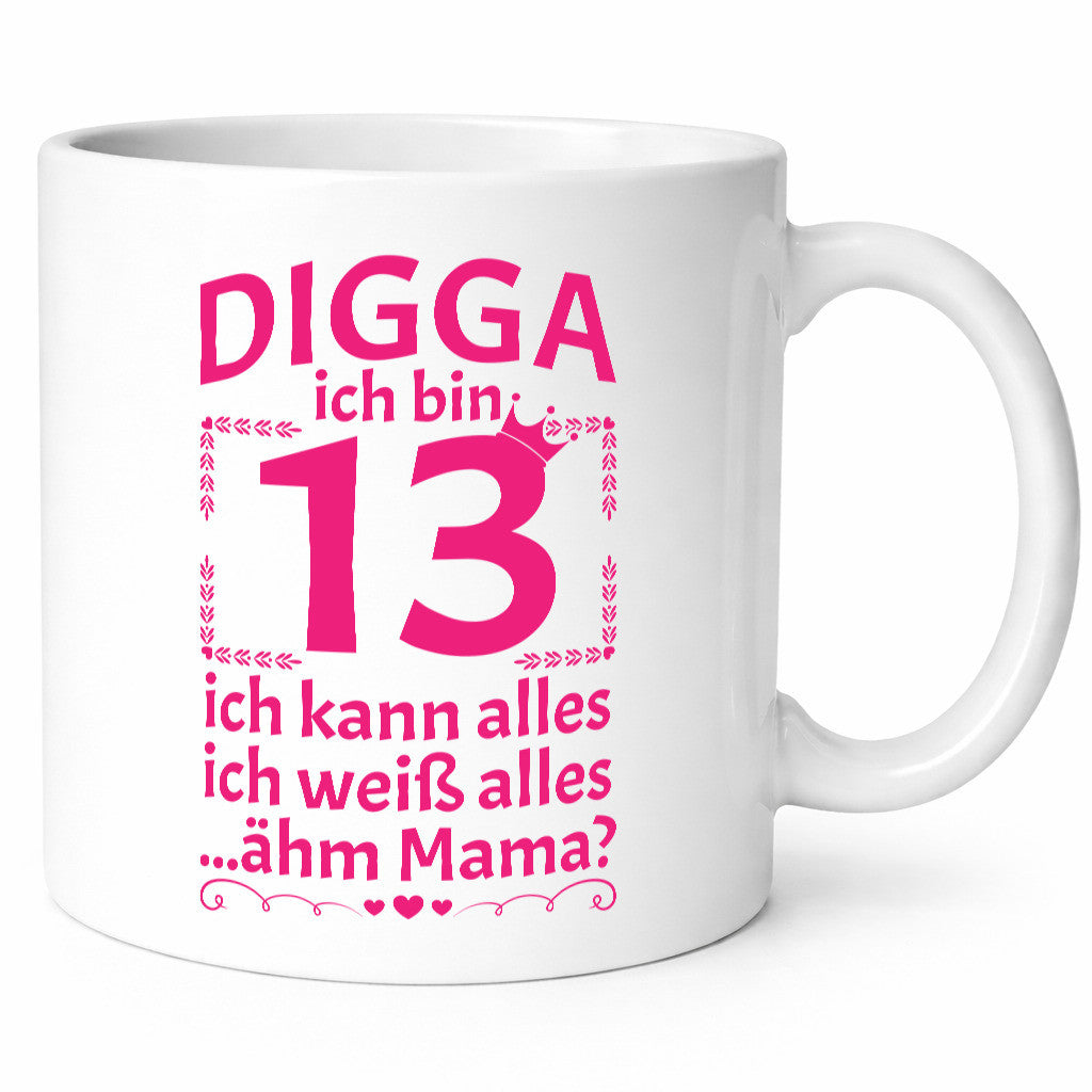Ich bin 13 | Geburtstag kann und weiß alles Herzchen Geschenkidee Humor Tasse
