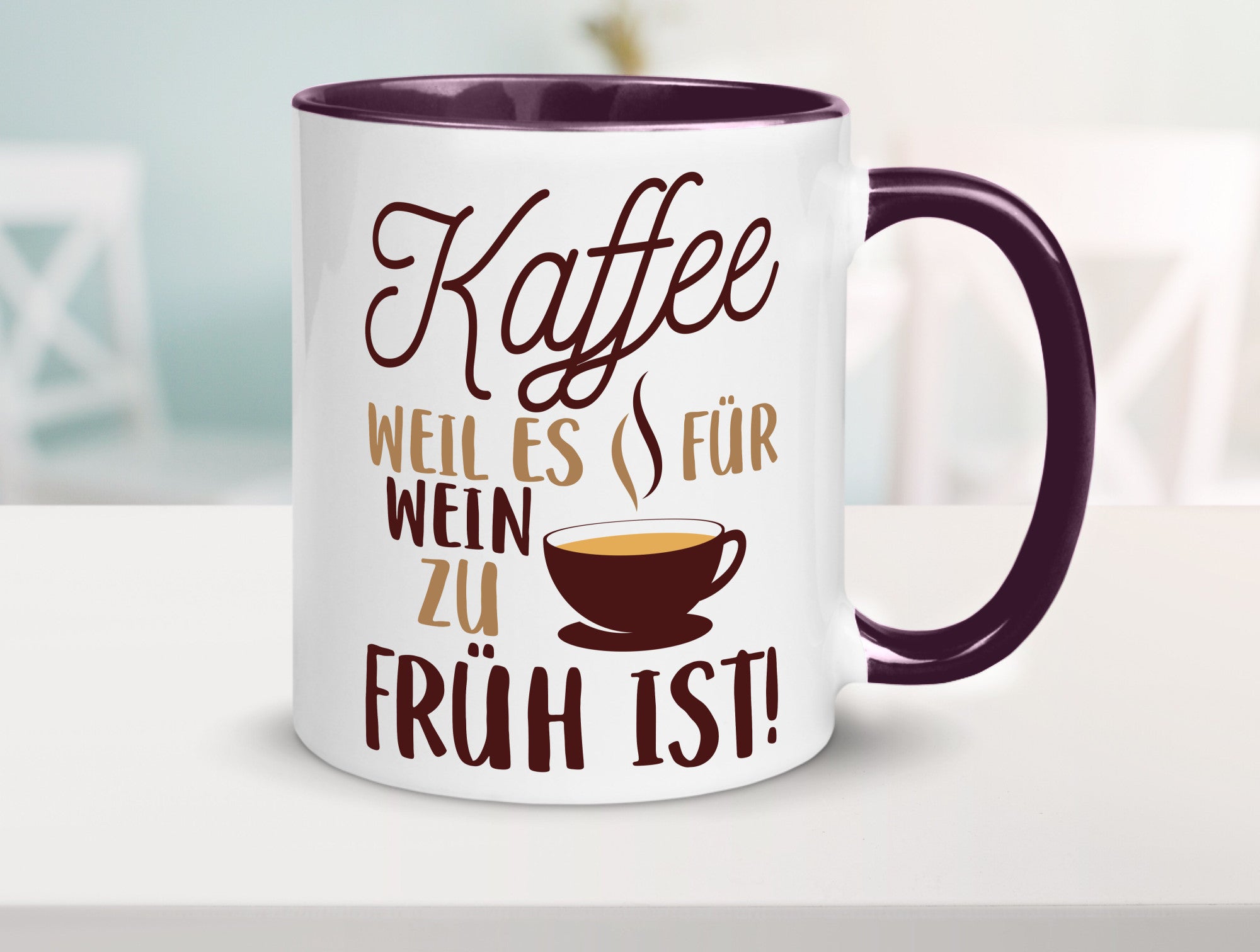 Weil es für Wein zu früh ist | Kaffeetrinker Herzschlag Humor Geschenkidee Tasse