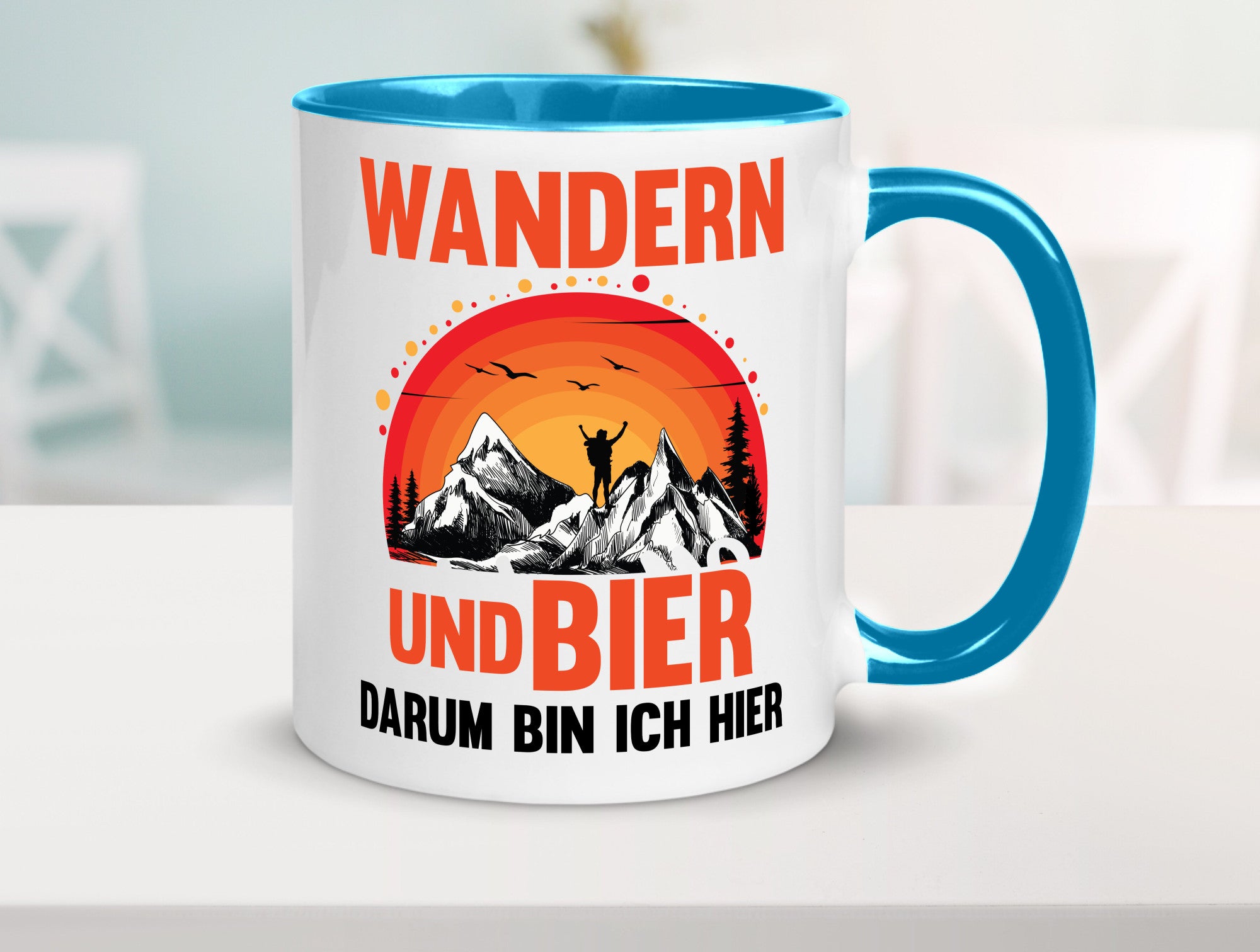 Wandern und Bier darum bin ich hier | lustiger Spruch Geschenk Humor