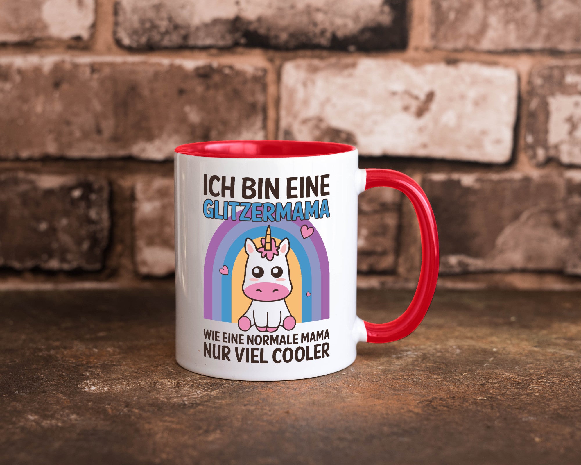 Glitzermama, wie normal, nur cooler | Einhorn Geschenkidee Familie Humor Tasse